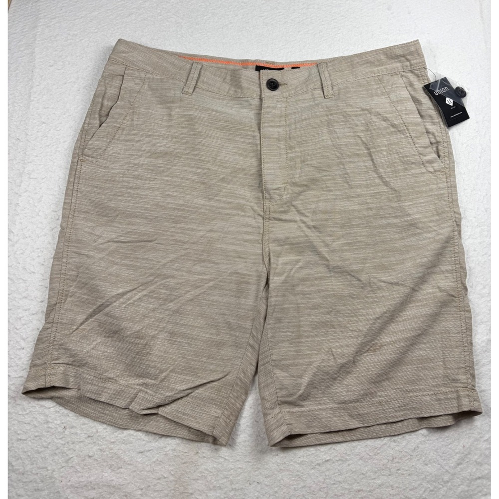 Union Sea WA Mens Tan Textured Flat Front Cotton Shorts Size 38 NWT
